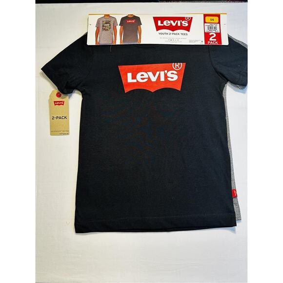 Levi's Boy's 2-Pack Short Sleeve Graphic Logo Print Crewneck Tee - Picture 2 of 2